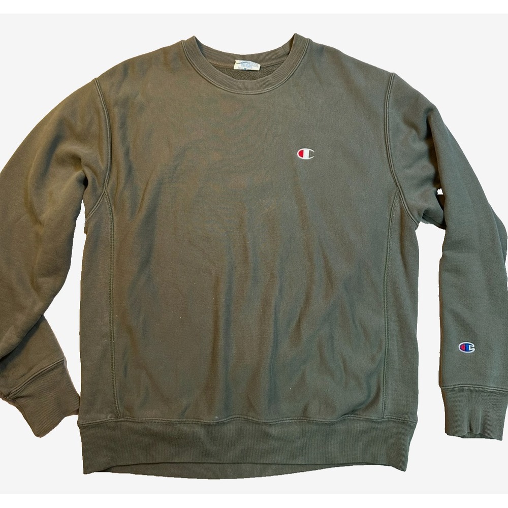 Vintage Champion Sweatshirt Reverse Weave Army Green Heavyweight Lounge Active L